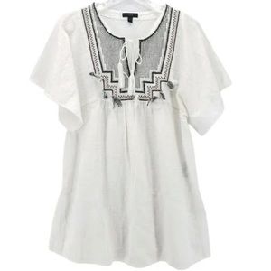 J. CREW EMBROIDERED BEADED SHORT SLEEVE TUNIC/COVERUP